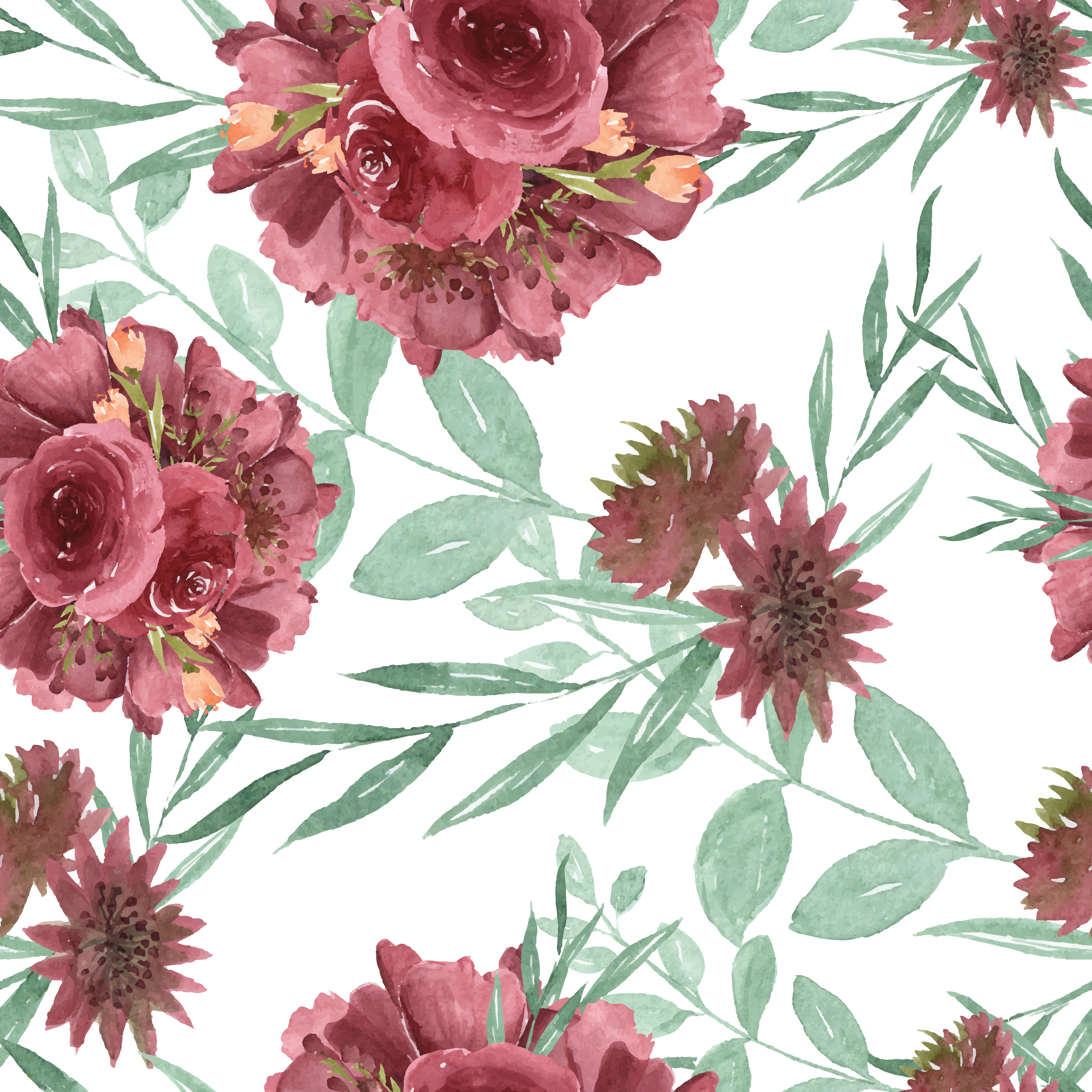  Pattern  seamless floral lush watercolour style vintage 