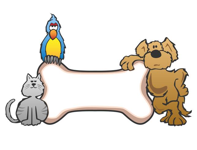Perro, pájaro y gato con signo de hueso Logotipo de ilustración vectorial vector