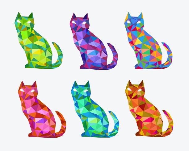 Abstract polygonal colored cats vector