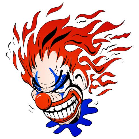 Crazy Scary Clown Cartoon Vector Illustration