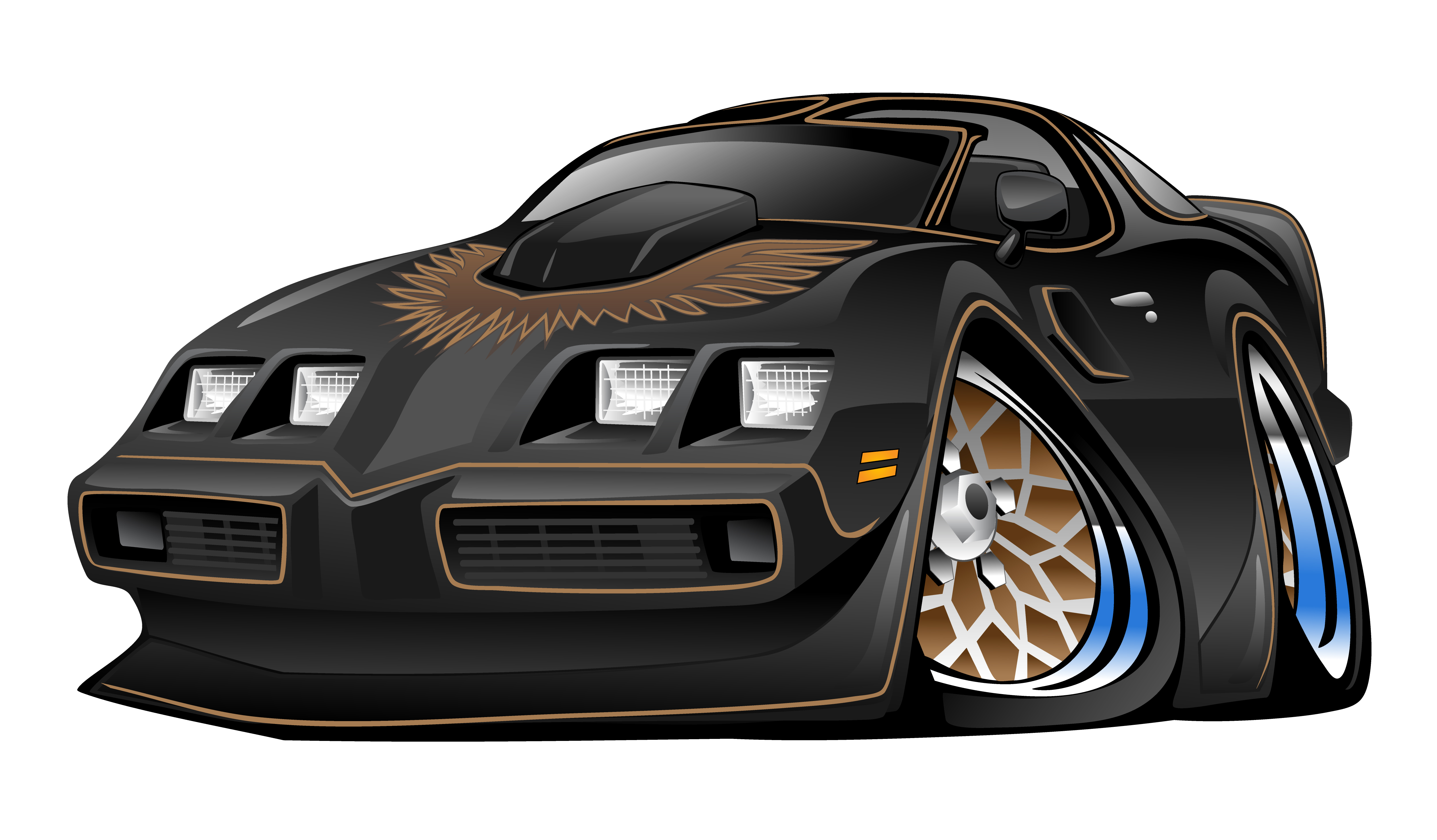Classic American Black Muscle Car Cartoon Illustration 373132 Vector