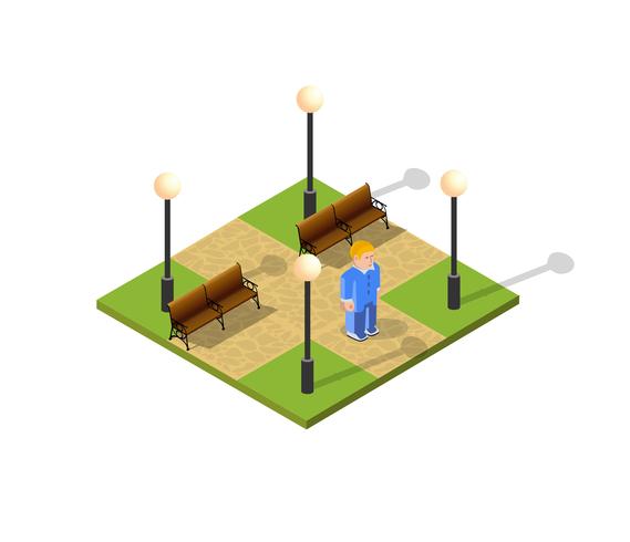 Isometric 3d trees forest camping nature elements vector