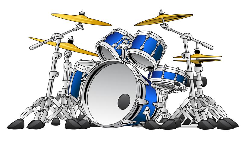 5 Piece Drum Set Musical Instrument Vector Illustration