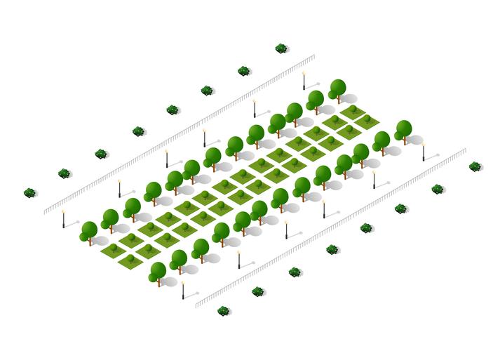  ecological isometric trees vector