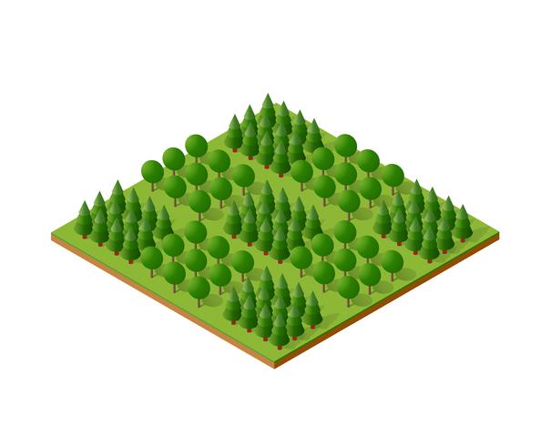 Elementos de la naturaleza isométrica 3d árboles bosque camping vector