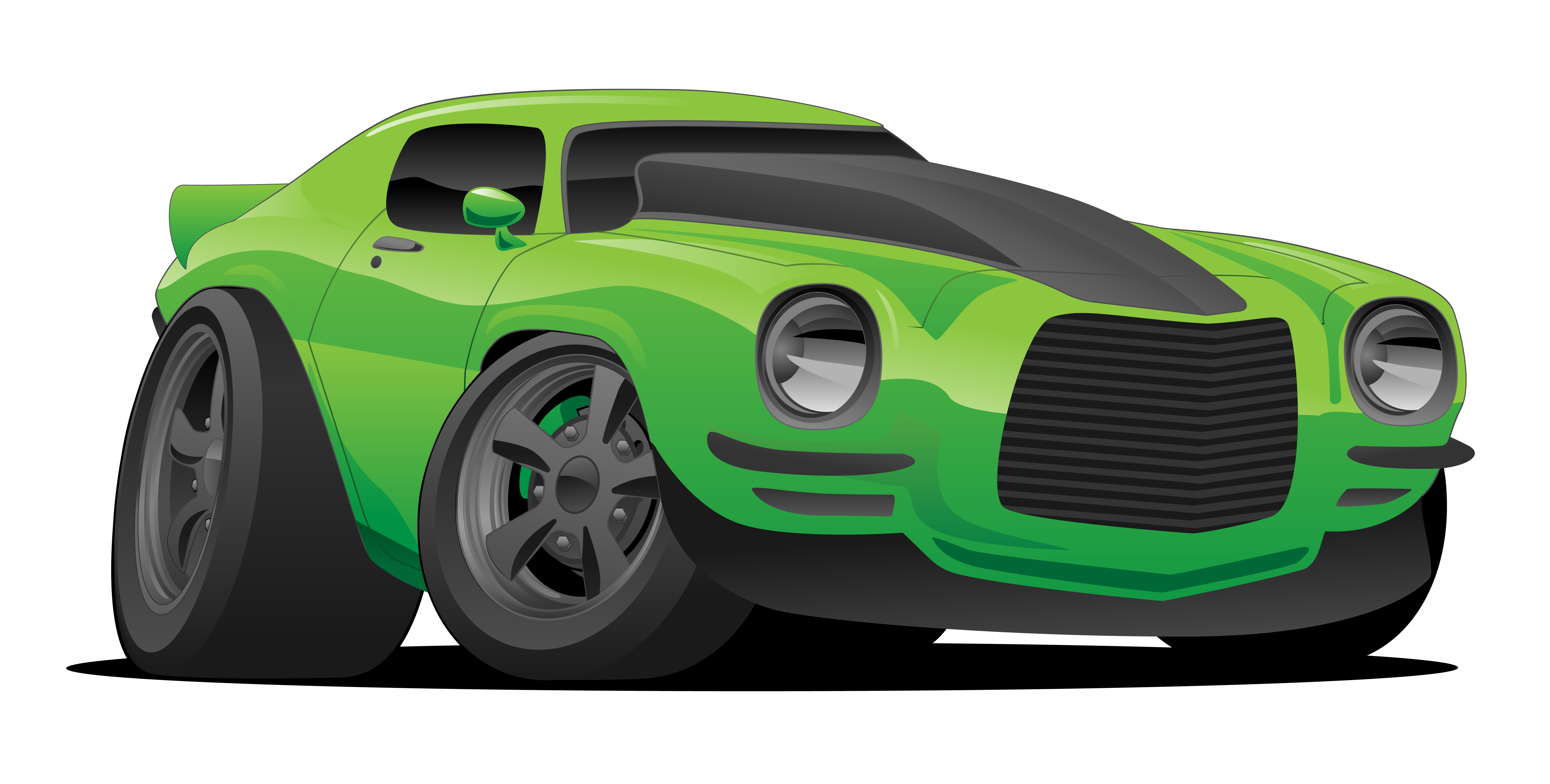 Classic American Muscle Car  Cartoon  Vector Illustration 