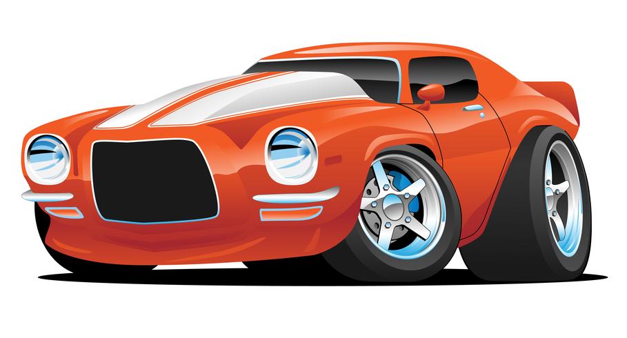 Classic American Muscle Car Cartoon Vector Illustration