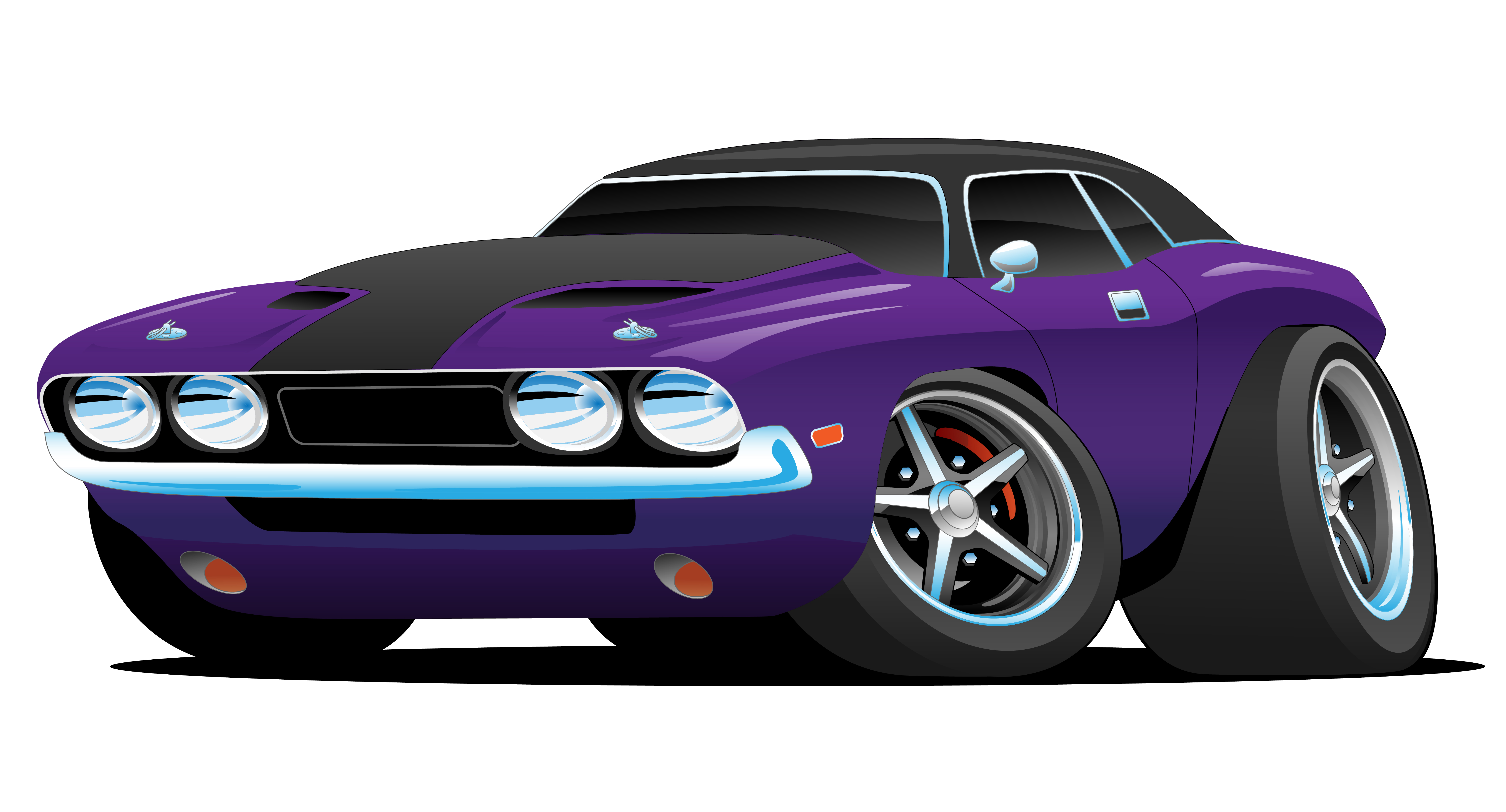 Classic American Muscle Car  Cartoon  Vector Illustration 