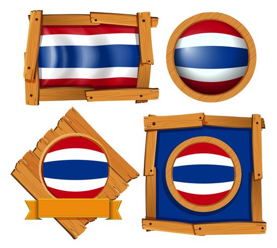 Flag icon design for Thailand in different shapes vector