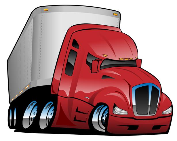 Semi Truck with Trailer Cartoon Vector Illustration