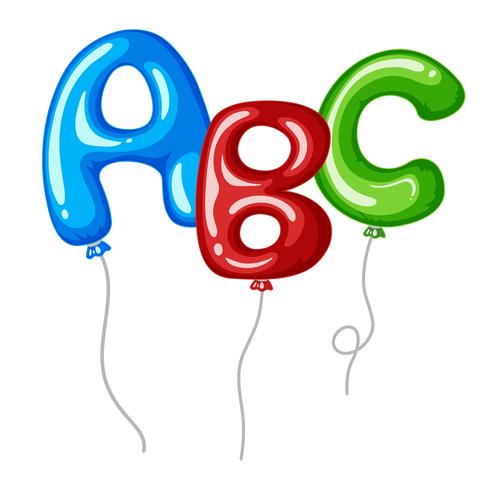 Globos con alfabetos formas abc. vector