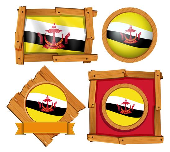 Bandera de brunei en diferentes marcos. vector