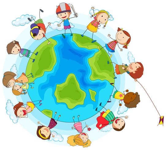 Lots of children around the world vector