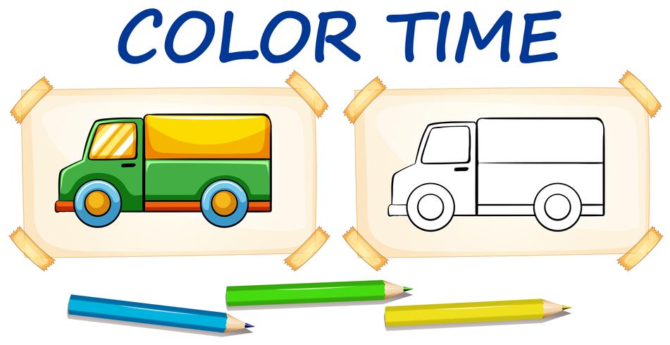 Coloring template for lorry truck vector