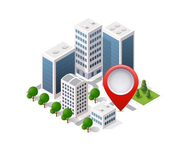 Navigation city map signpost pin in isometric vector