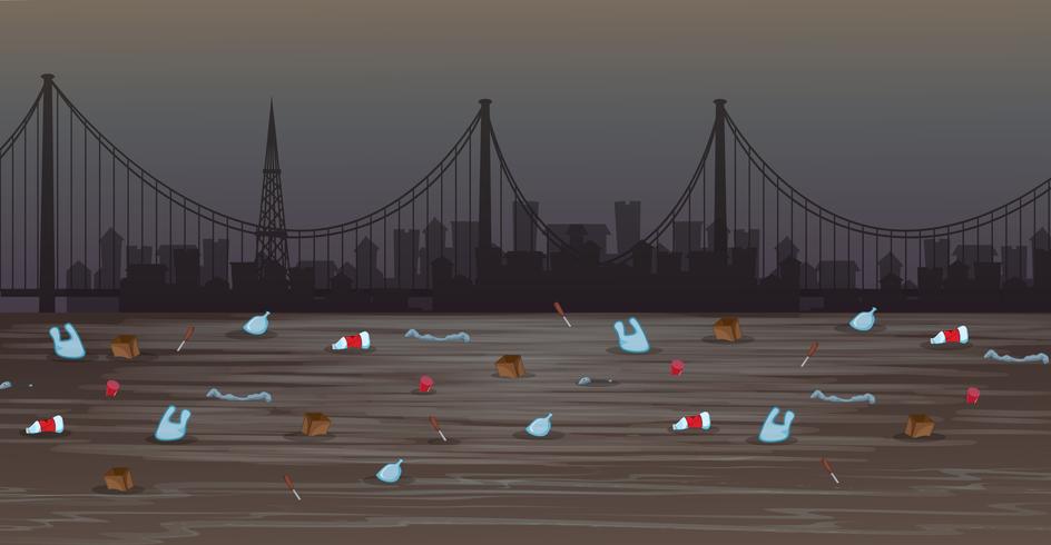 A Water Pollution in Big City vector