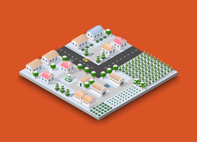 City module creator isometric concept of urban vector