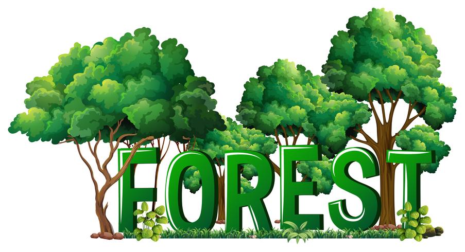 Diseño de fuente para bosque de palabras vector