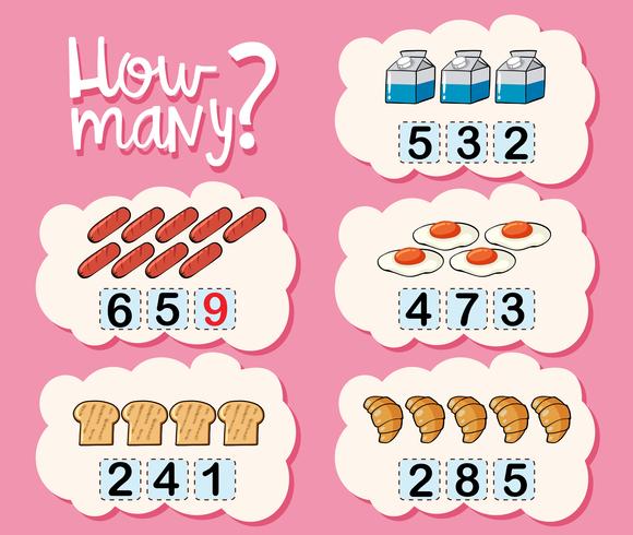 How many worksheet with different types of food vector