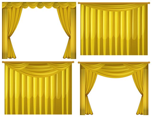 Yellow curtains in four styles vector