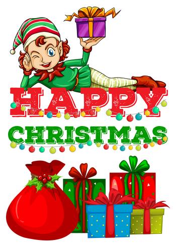 Christmas theme with elf and presents vector