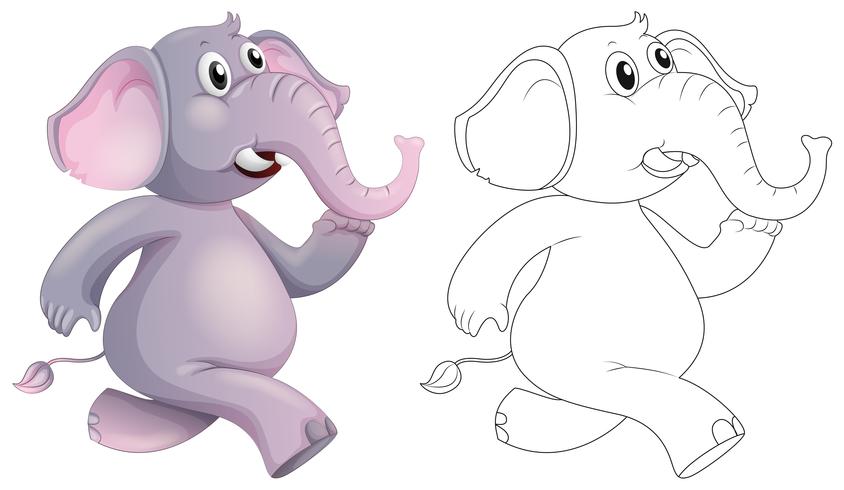 Doodle animal para elefante. vector