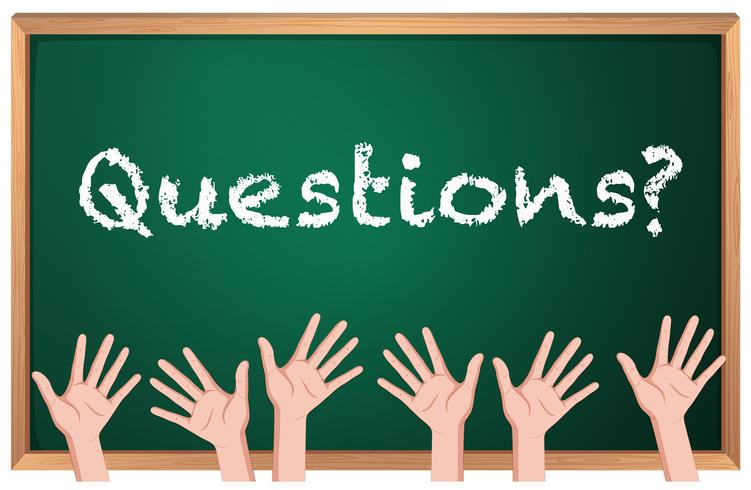 Word questions on boards with many hands vector