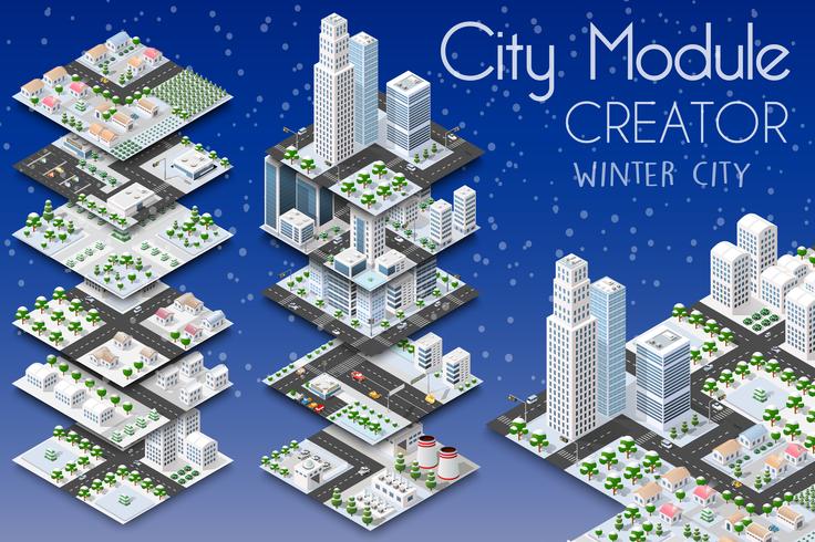City module creator isometric vector