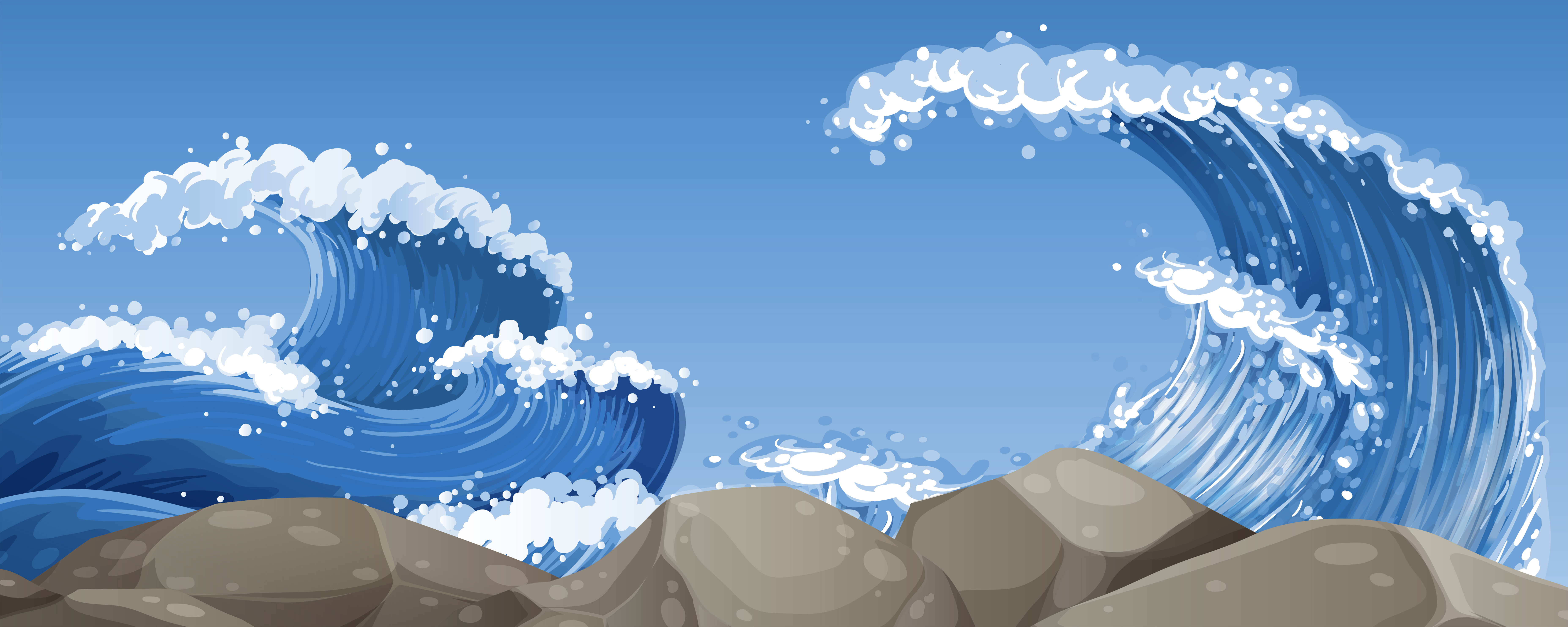 Big waves over the rocks - Download Free Vectors, Clipart ...