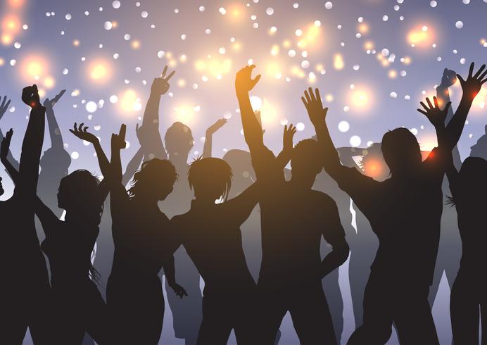 Party crowd on bokeh lights background  vector