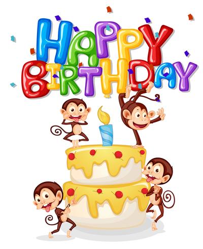 Monkey happy birthday card vector