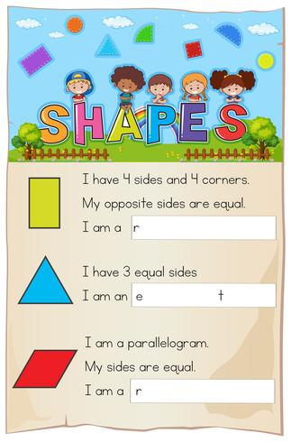 A Mathematics Worksheet Shapes Chapter vector