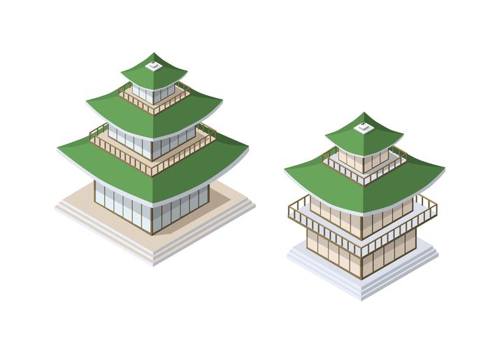 Chinese pagoda building house buddhist art of vector