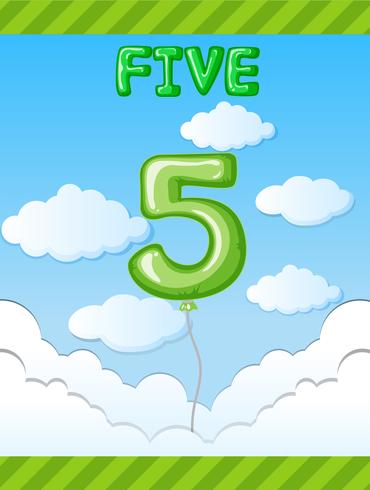 Number five balloon on sky vector