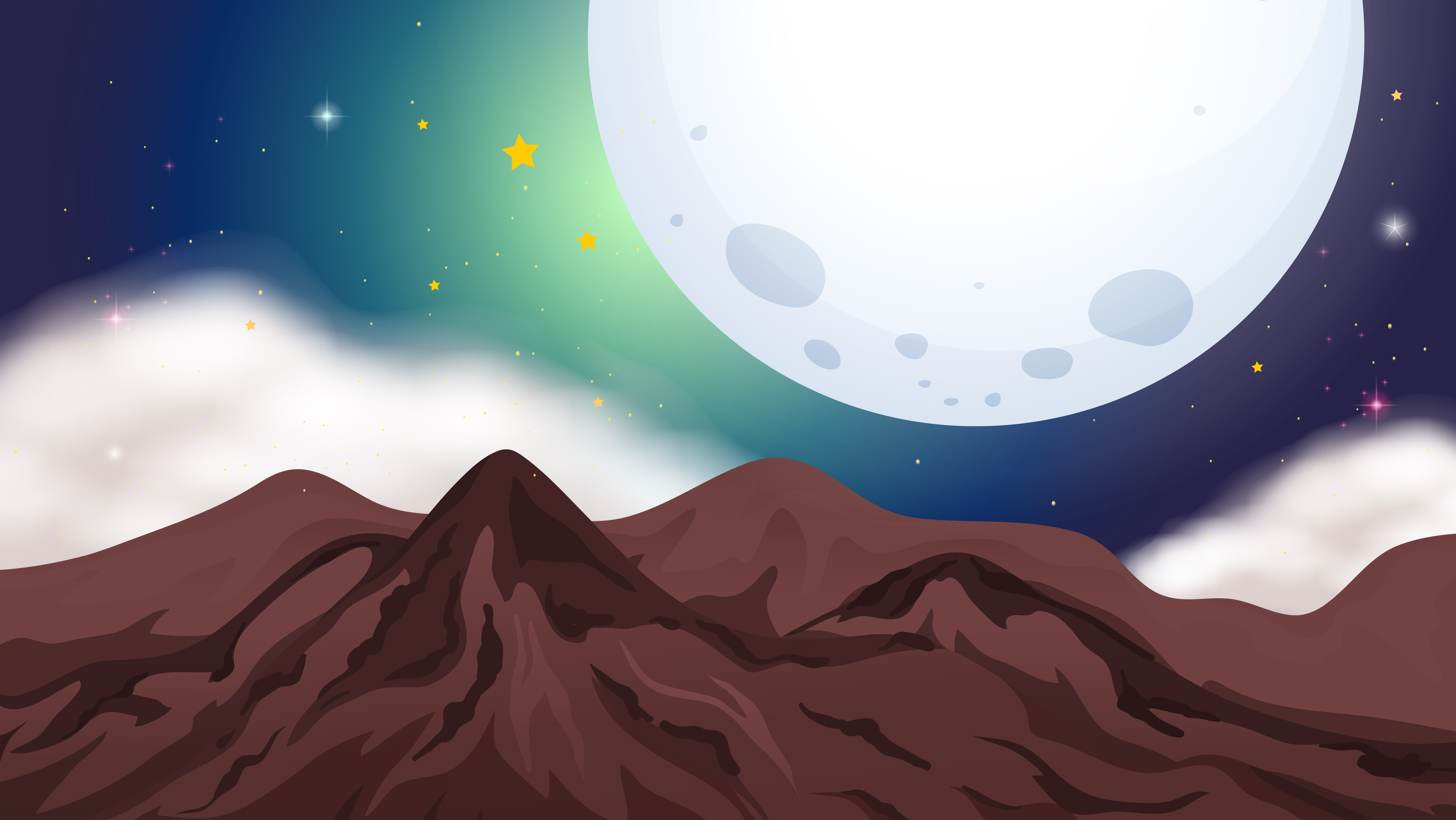 Nature scene with mountains at night 373503 Vector Art at Vecteezy
