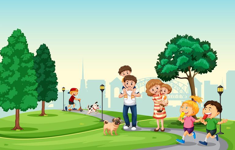 People spend holiday in the park vector