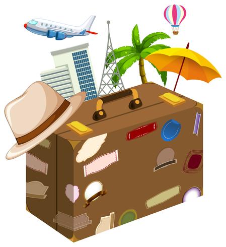 Set of travel objects vector