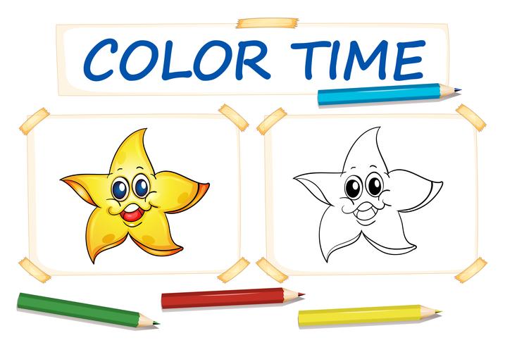 Coloring template with happy star vector