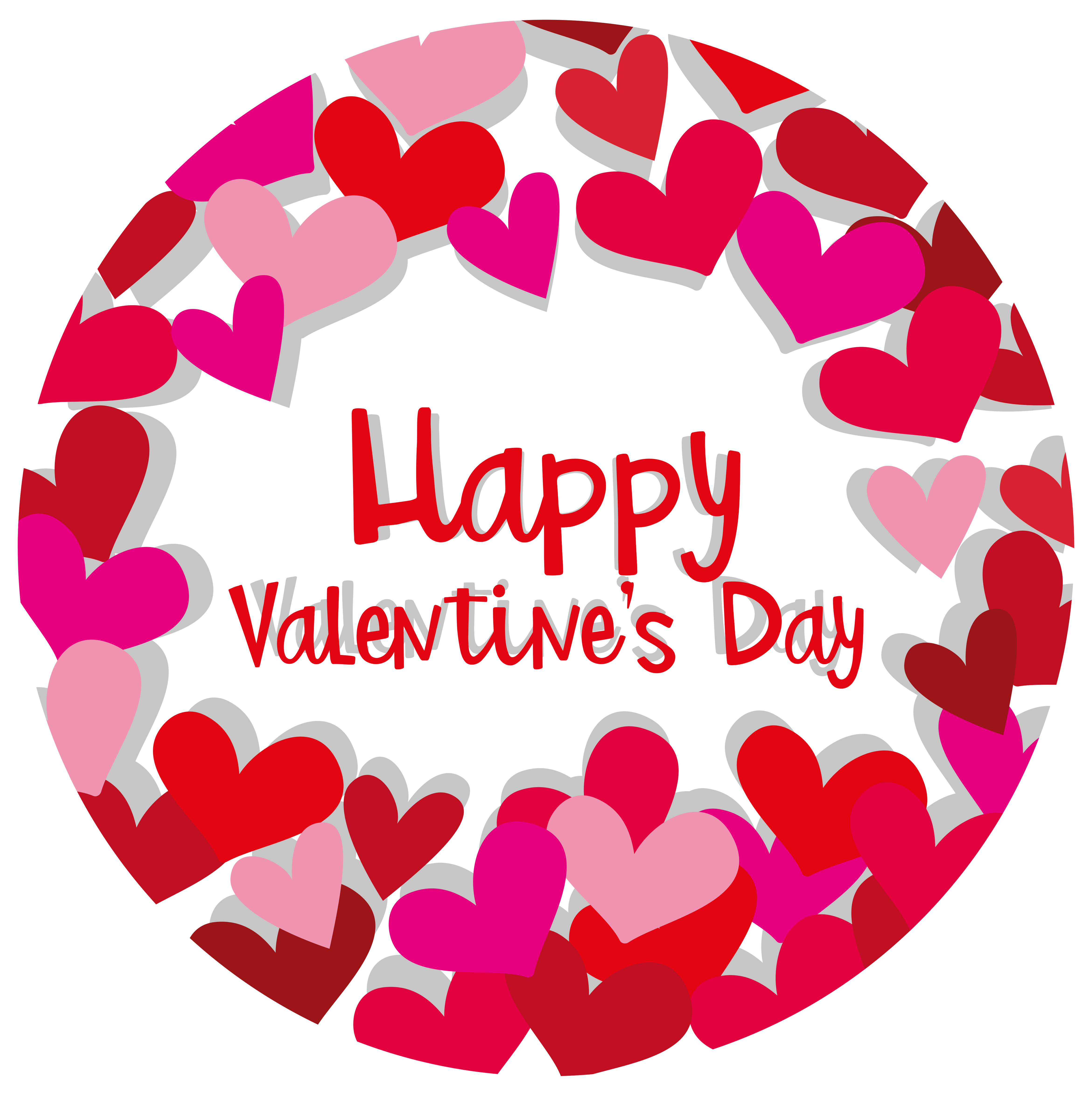 Happy Valentine Card Template With Hearts In Red And Pink 373565 Vector 
