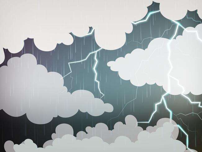 Sky background with rain and thunders vector