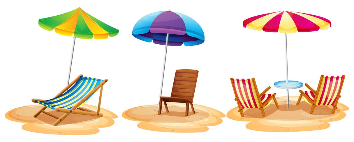 Many seats on the beach vector