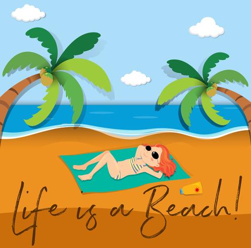 Expresión de frase para la vida es una playa. vector