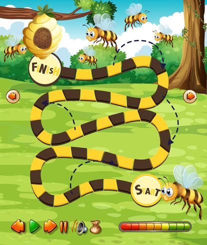 A bee board game template vector