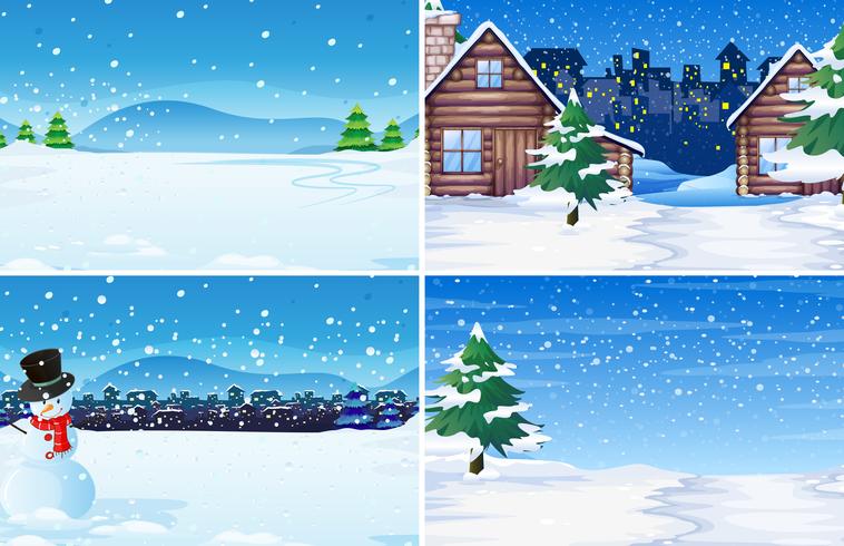 Set of winter outdoor background vector