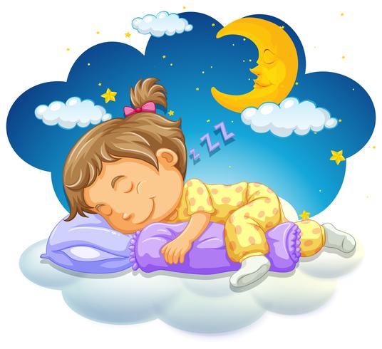 Baby girl sleeping at night vector