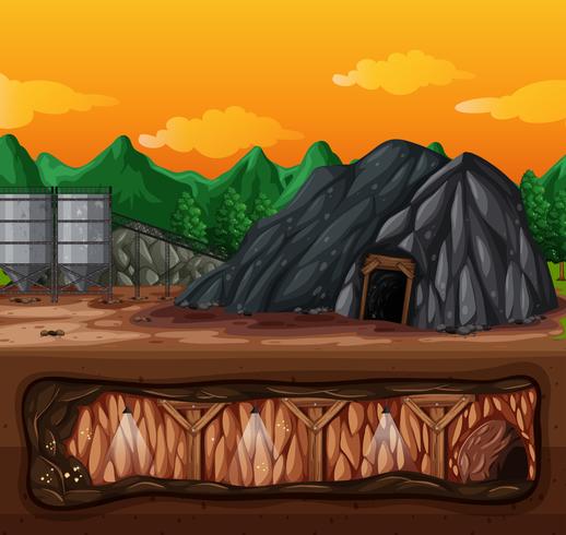 A Mine and Underground Scene vector