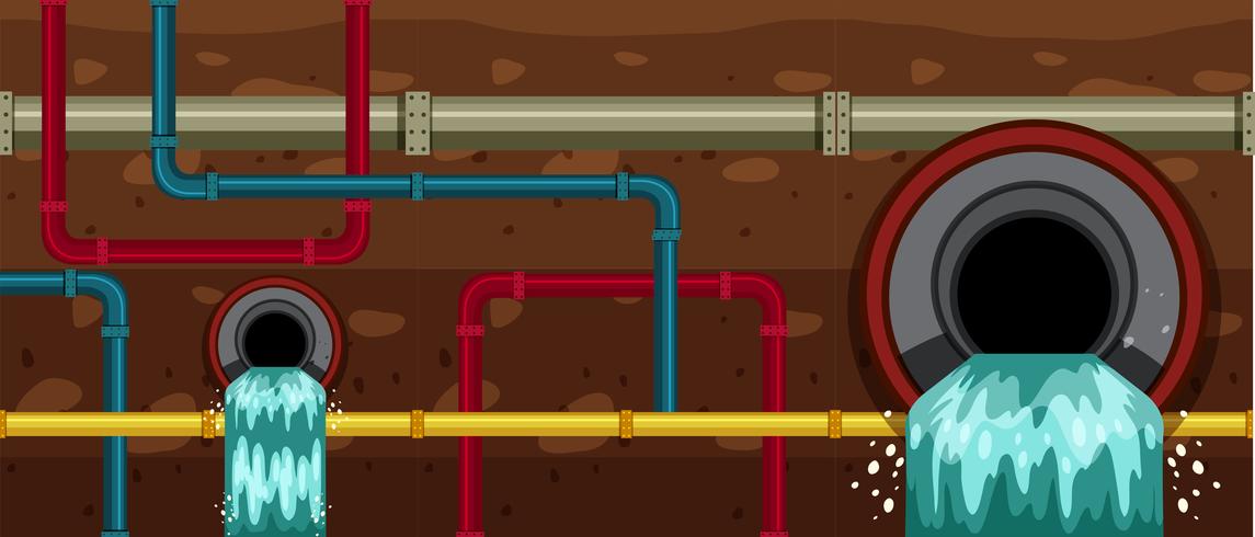 Sistemas de drenaje de tuberías subterráneas de la ciudad vector