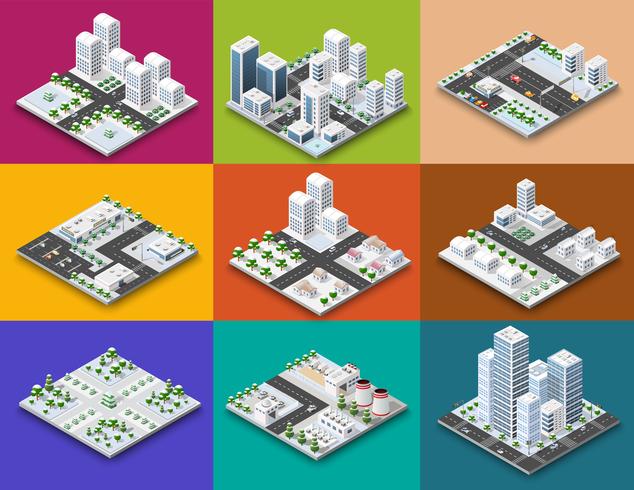 City module creator isometric concept of urban vector