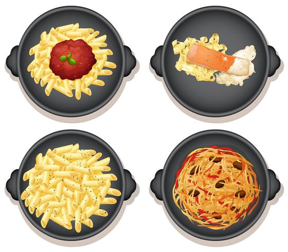 Un conjunto de platos de pasta italiana vector