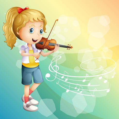 Niña jugando violín vector